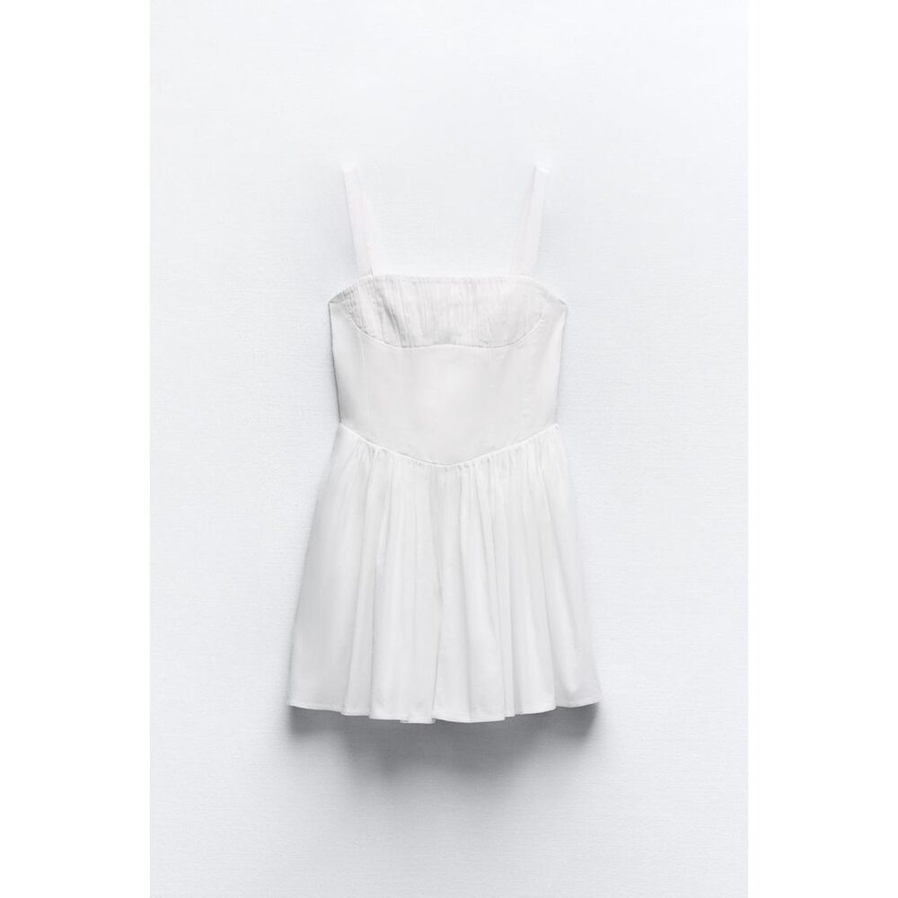 ZARA NWT VOLUMINOUS SKIRT DRESS Ecru Ref 5107/301 - Picture 14 of 16